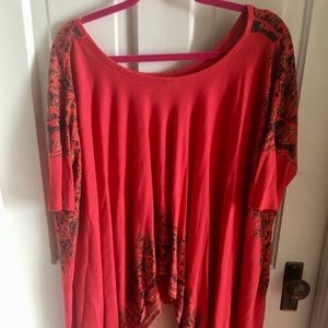 Free People red short sleeve bohemian shirt
